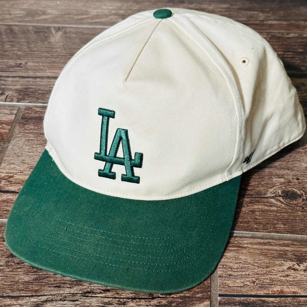Los Angeles Dodgers Hat Cap Snap Back Mens One Size Cream Green MLB Baseball '47
